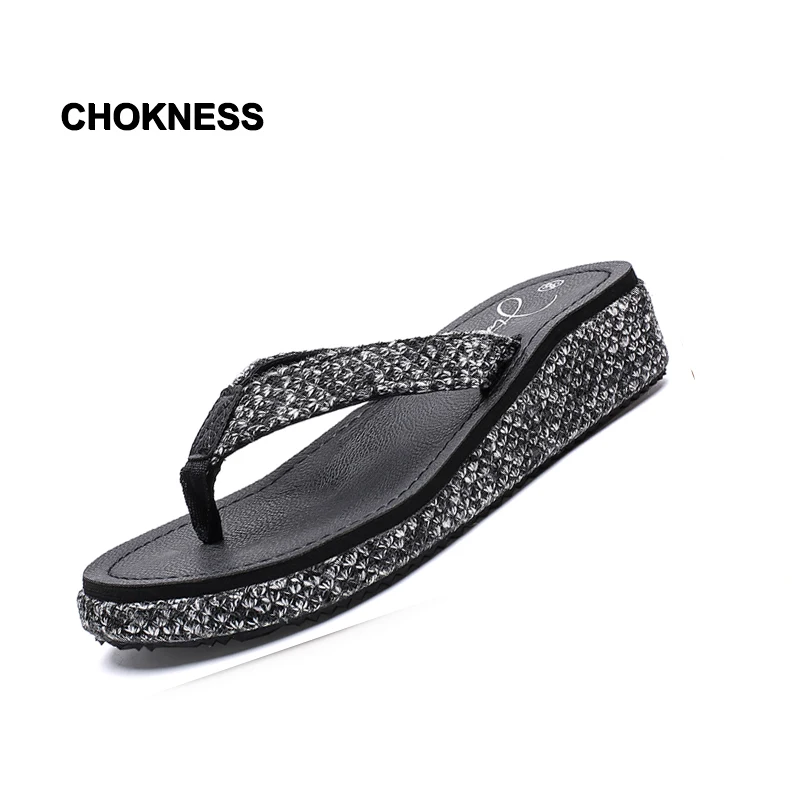 

2019 Summer Woven Women Slipper Wedge Correction Sandals Summer Beach Female Shoes Flip Flops
