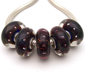 

JGWG1509 5X 100% Authenticity S925 Sterling Silver Beads Murano Glass beads Fit European Charms Bracelet diy jewelry Lampwork