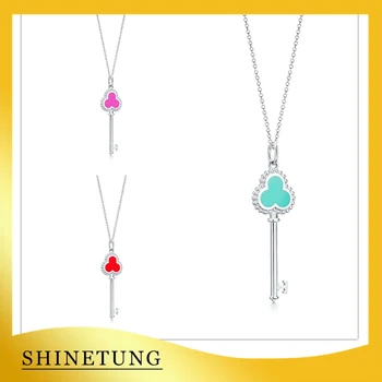 

1: 1 Original Model S925 Sterling Silver Necklace Classic Fashion 3 Color Key Pendant Necklace Ladies LOGO Jewelry Birthday Gift