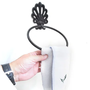

1PC Towel Ring Household Wrought Iron Round Shaped American Holder Towel Rack Accessories For Bathroom Toliet Home Decor
