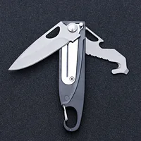 New Keychain Stainless Steel Folding Knife Multi-function Tool Personality Creative Mini Bottle Opener Rope Cutter Screwdriver 1