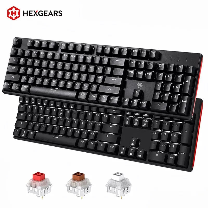 HEXGEARS GK705 Hot Swap Switch Mechanical Keyboard 104 Keys RU/US Waterproof Wired Gaming Keyboard Anti-Ghosting Backlit For PC