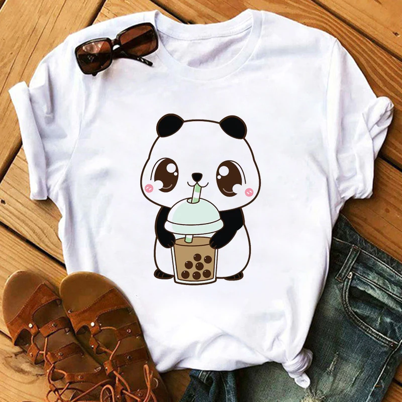 

Tops T Shirt 2020 Harajuku Panda Graphic Print Women T-shirts Casual Tee Tops Summer Short Sleeve Female T Shirt Women Clothing