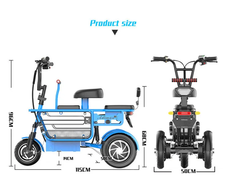 10 Inch Mini Electric Scoooter Three Wheel Electric Scooters With Backshift System 48V 350W 30AH 25KMH Electric Adult Tricycle (12)