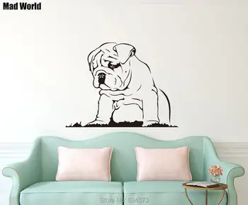 

Mad World-Bulldog Puppy Dogs Animals Silhouette Wall Art Stickers Wall Decals Home DIY Decoration Removable Decor Wall Stickers