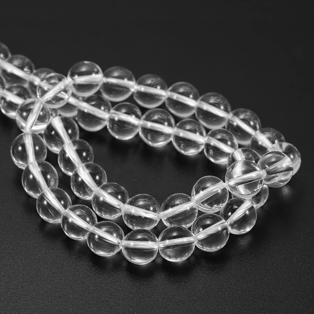 Бисер из натурального камня прозрачный гладкий кварцовый для ювелирных изделий
