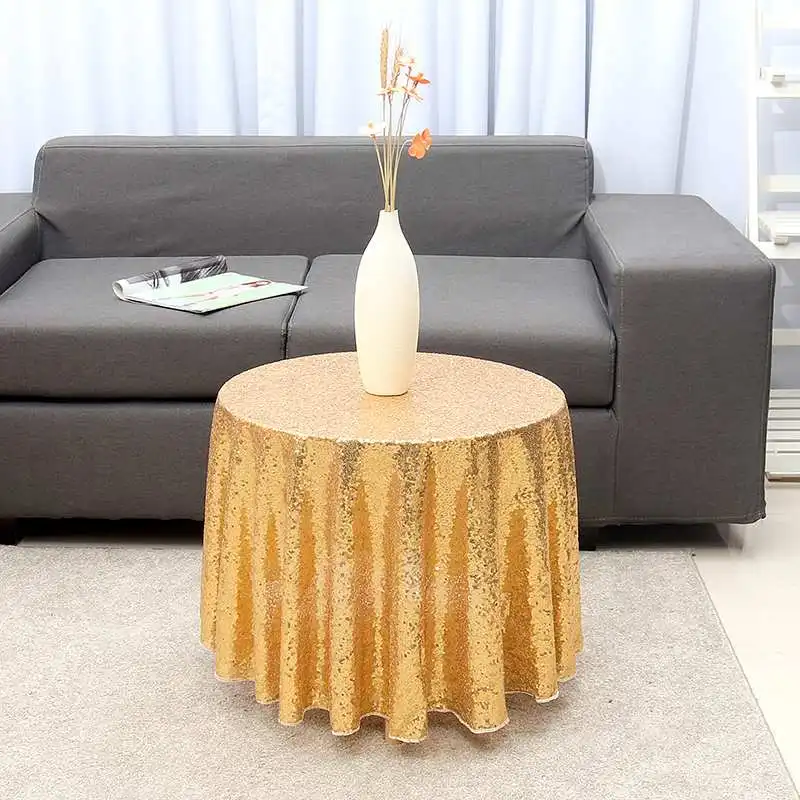 47Inch / 120cm Sparkle Round Sequin Embroidered Tablecloth Table Cover For Wedding Party Banquet Event Dining Table Cloths Cover