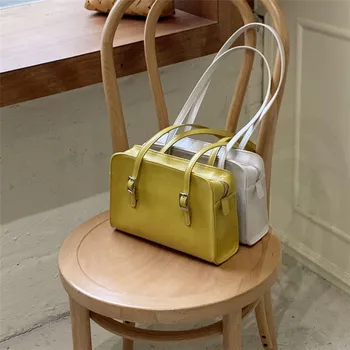 

Simple Retro Shoulder Bags Solid Color Rectangular Underarm Bag Female 2020 New Dream Color Handbags Women Bags Designer