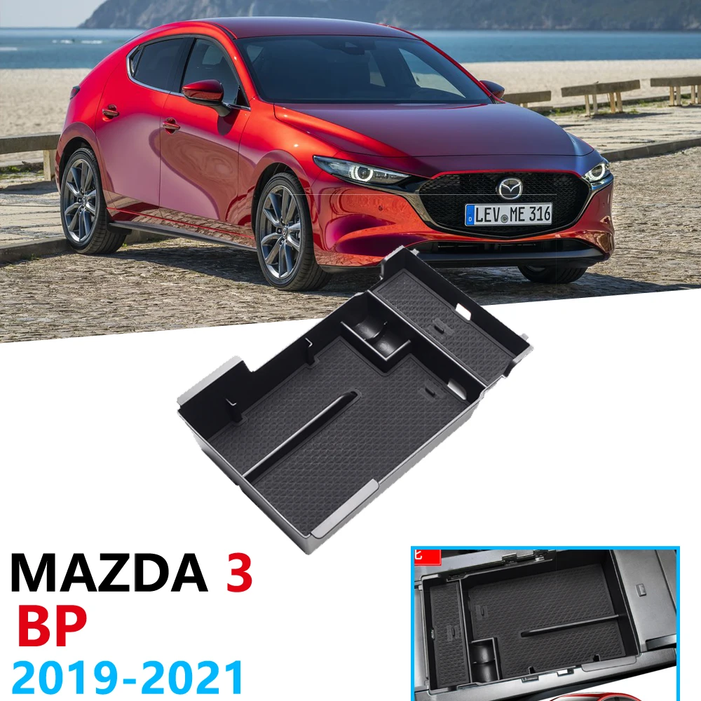 Car Organizer Accessories for Mazda 3 2019 2020 2021 BP Mazda3 Sedan Hatchback Armrest Box Storage Coin Box Card Anti-Slip Mat