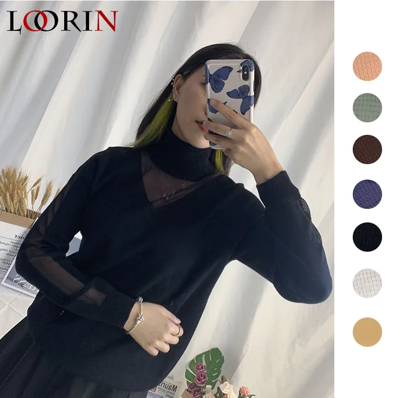 Lorin женский свитер осень зима Повседневный сексуальный модный прозрачный
