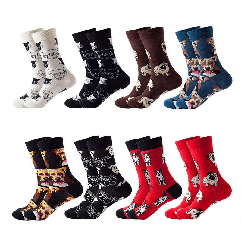 

5 Pairs Unisex Cotton Socks Street Skateboard Breathable Animal Dog, Cat, Short Men Women Harajuku Happy Funny Socks