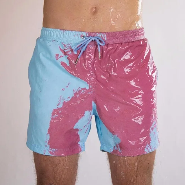 

Summer men's chameleon beach pants change color when exposed to water