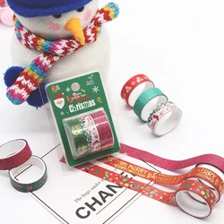 Lot de 3 rubans Washi de noël, flocons de neige, renne, rayures, masquage, autocollants, Scrapbooking, noël, Elk, père noël, estampage en aluminium 