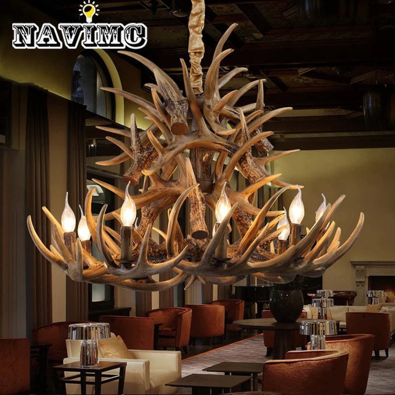 buy E14Retro Creative Novelty Antlers LED Bulbs Chandelier Resin Art Villa Cafe Decoration