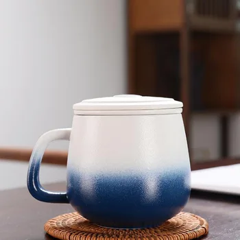 

Mug Tea Separation Ceramic Mug with Lid Large Capacity Drinking Cup Office Tea Cup Mug