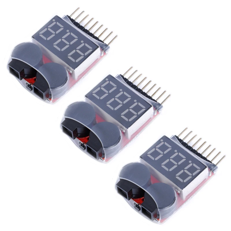 3 pezzi RC Car Cell Checker anello BB batteria Lipo allarme bassa tensione Indicatore di tensione voltmetro monitor cicalino Allarme 1-8S 2.7-3.8V