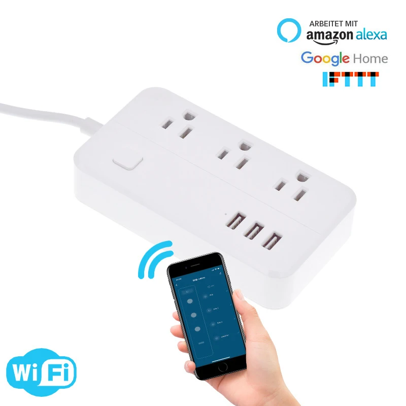 Wifi Smart power Strip розетки стабилизатор напряжения 3 US гнездо штепсельной вилки переменного тока с USB Homekit 1,5 м удлинитель для Alexa Google Home