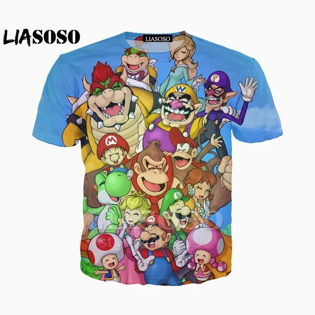 LX 3d принт новая мода аниме мультфильм Super M Bros футболка хип хоп 3D для мужчин/wo