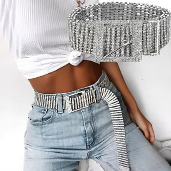 

2020 New Women Crystal Diamond Waist Belt Wide Chain Full Rhinestone Waistband Rhinestone Belts