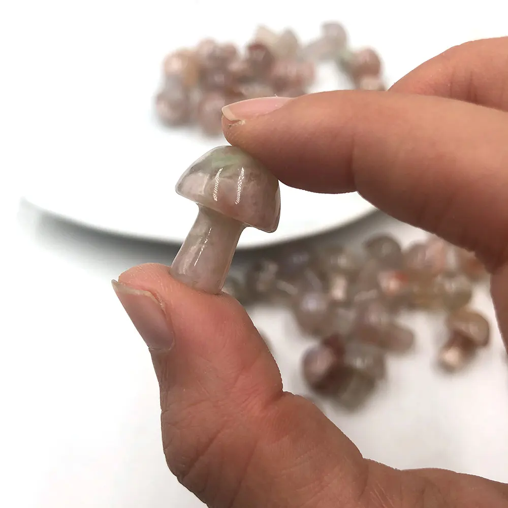 1pc Random Sakura Flower Agate Mini Mushroom Quartz Crystal Healing Natural Stone Carving Reiki Crafts Witchcraft Aquarium Decor | Дом и сад