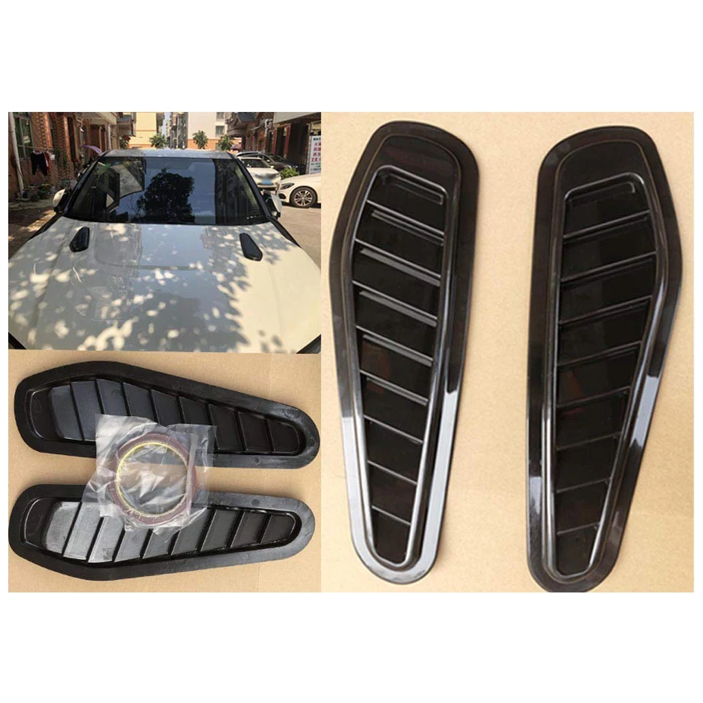 Universal Car Auto Engine Hood Vent Vents Louver Trim ABS CarbonFiber 13x4''