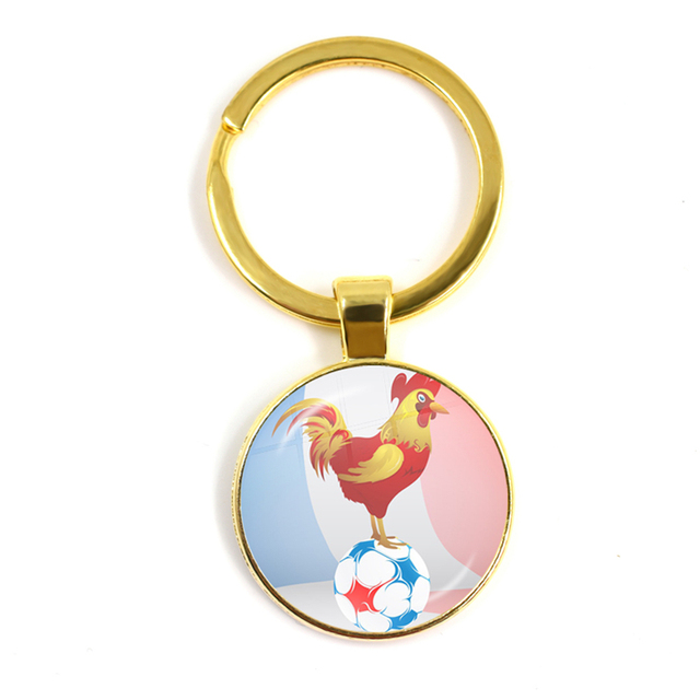 Football Team Emblem Keychain France Flag and Football Logo Key Ring Jewelry European Football Funs Cool Men Gift