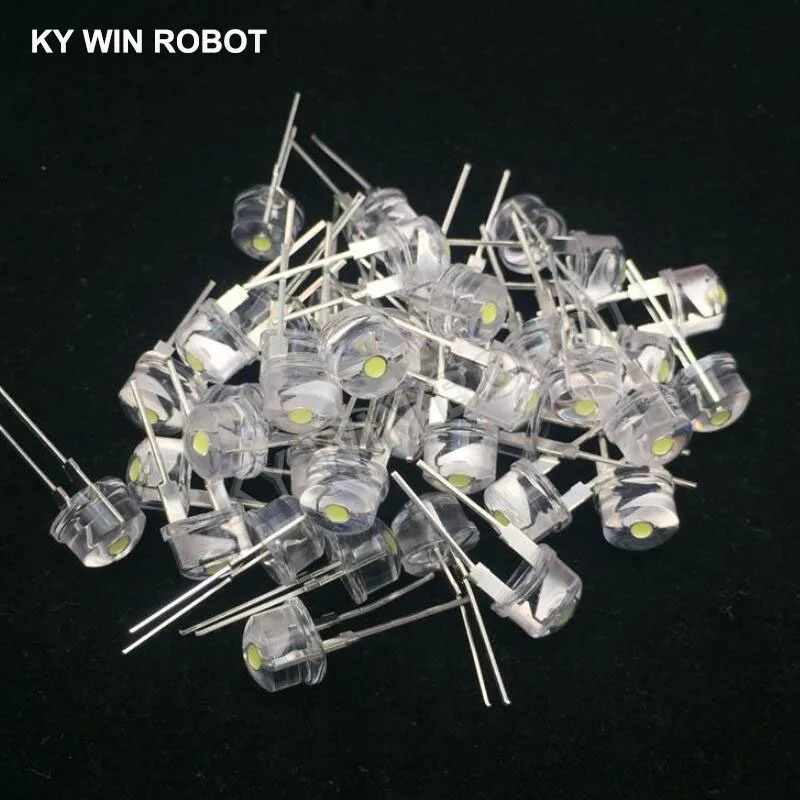 50pcs 8mm Straw Hat LED Diode Ultra Bright White 0.25W 0.5W 0.75W F8 Power 0.5W Light Emitting Diode Red Yellow Green Blue Pink