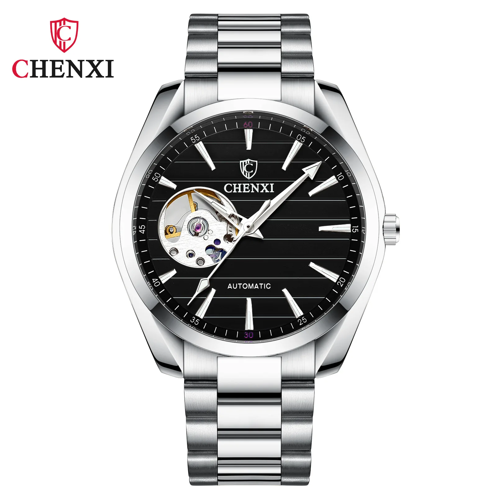 CHENXI Top Brand Watch Men Luxury Gold Stainless Steel Watches Sapphire Glass Automatic Mechanical Wristwatches 30M WaterproofTop Luxury Brand CHENXI 8806 New Men Automatic Mechanical Sapphire Glass Watch Stainless Steel Waterproof Mens Wristwatches 