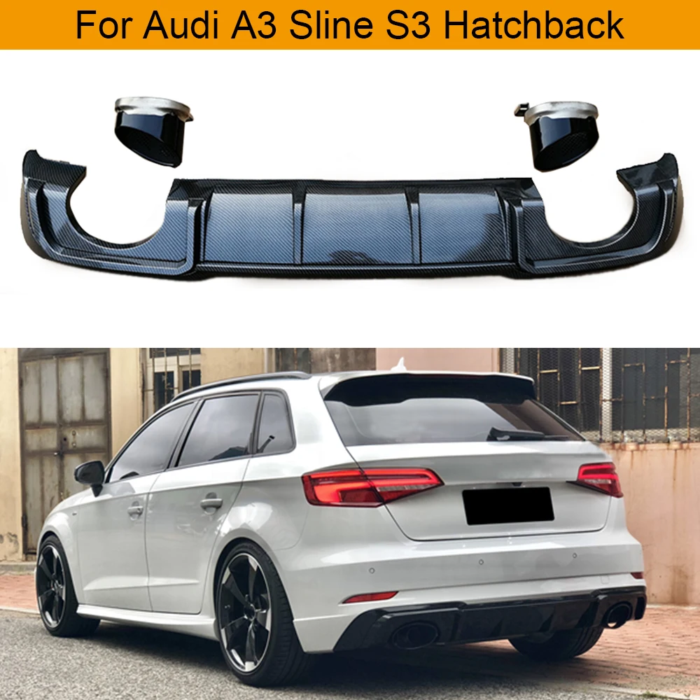 Задний спойлер для Audi A3 S line хэтчбек 4 двери 2017 2019 PP задний диффузор