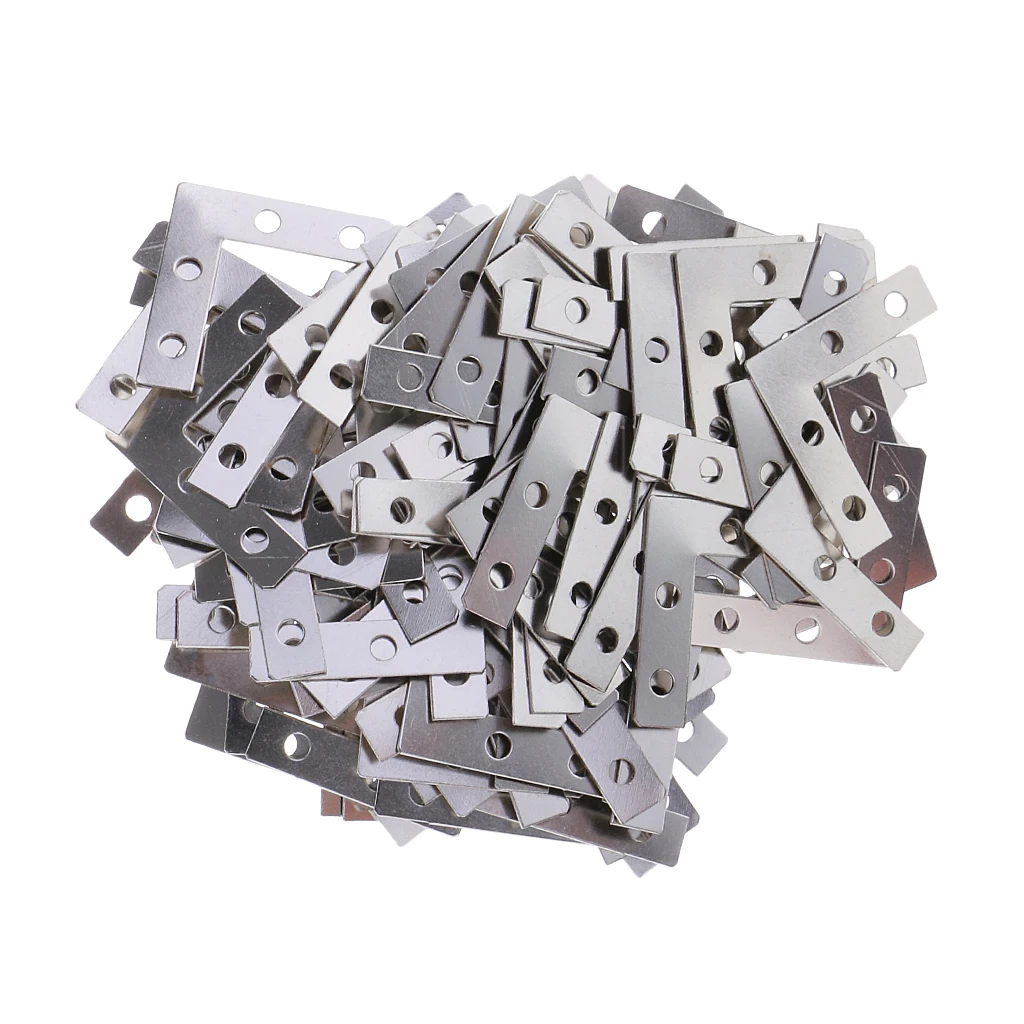 

Set Of 100 Metal Flat Connectors L Shape Perforated Plate Fastening Wood Connector