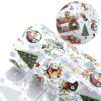 

30*140CM Merry Christmas Transparent UV Printing Faux Synthetic Leather for Hairbow Fabric DIY Handmade Materials,1Yc11569