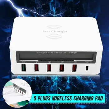 

QC 3.0 USB Charger PD Ports Smart Charging Multi-Port Quick Charger LCD Digital Display Station Multi-Port USB Charging US Plug