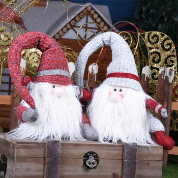 

Santa Claus Gnome Christmas Decoration Merry Christmas Long Hat Plush Doll Ornament Standing Figures For Christmas Party