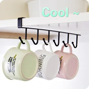 

SIX Under Shelf Coffee Cup Mug Holder Hanger Storage Rack For Kitchen Cupboard Cup Rack Tableware Shelf Wardrobe Storage Shelf