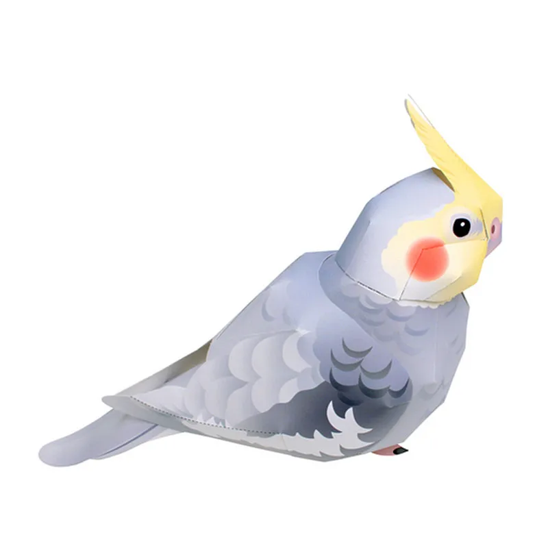 Cockatiel Parrot Bird Folding Cutting Mini Cute 3D Paper Model Papercraft Flying Animal Figure DIY Kids Adult Craft Toys QD-049 2