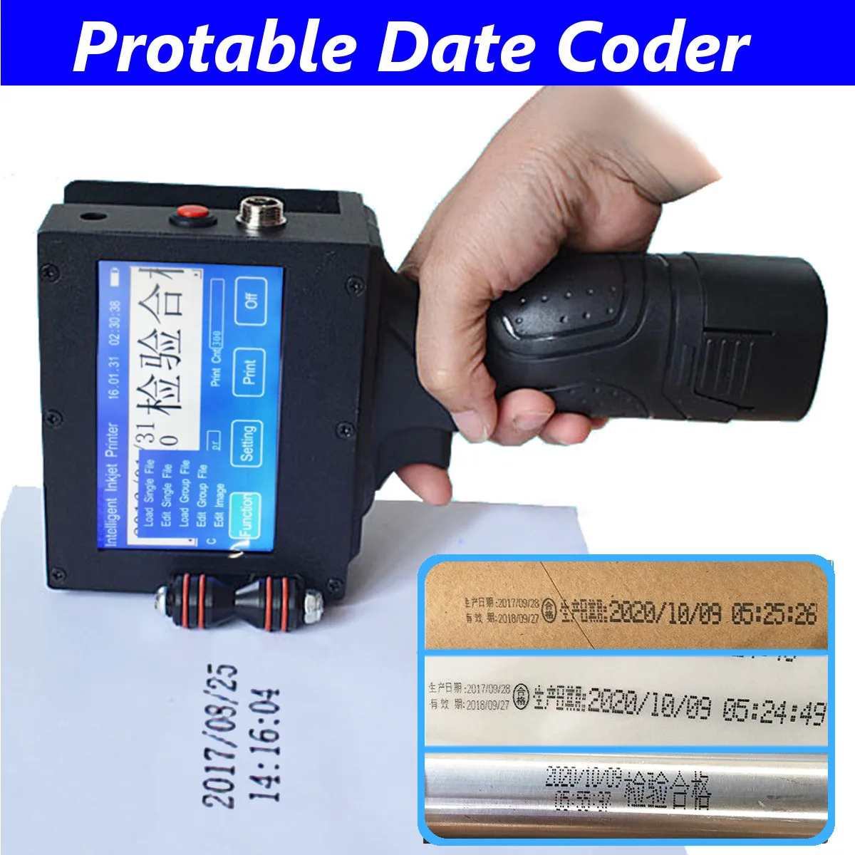 

Intelligent Handheld Inkjet Printer Ink Date Coder Coding Machine LED Screen QR Code Inkjet Label Printer Coding Machine