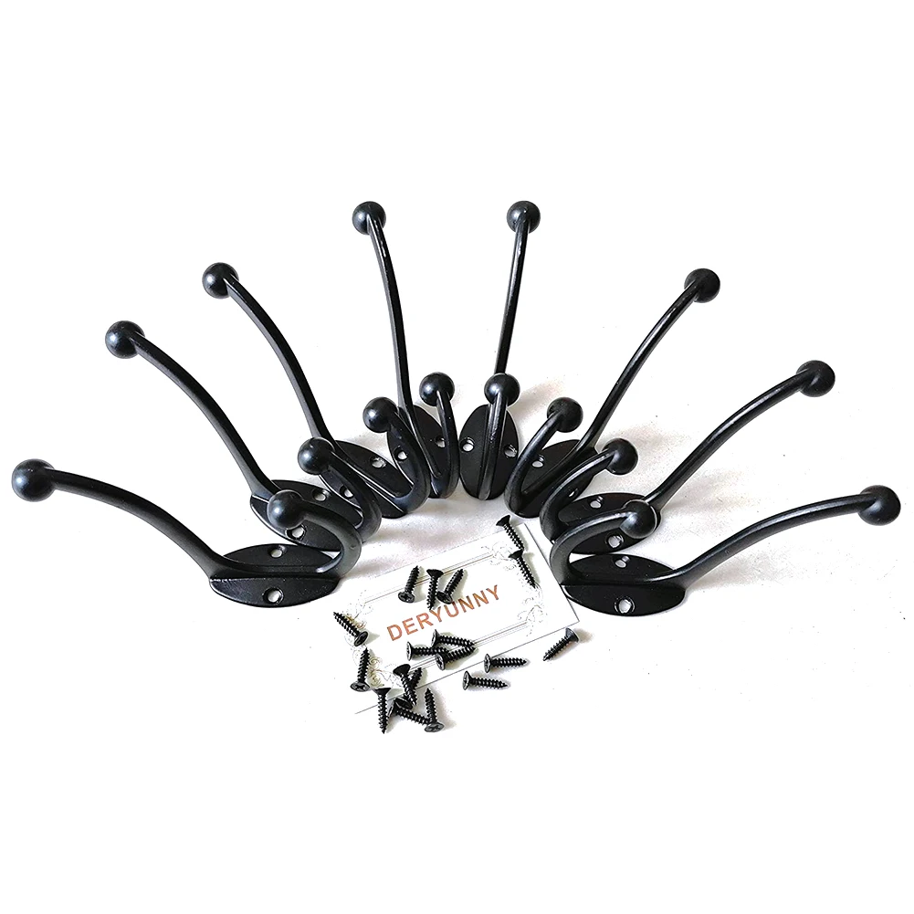 

8pcs/pack Wall Mount Coat Hanger With Screws Cabinet Metal Robe Hook Rustic Hat Dual Home Utility Retro Durable Bedroom