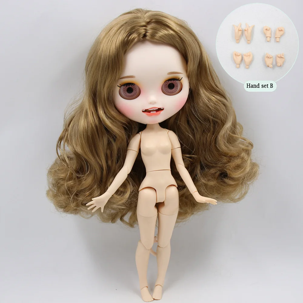 like the picture Ледяной обнаженный Blyth кукла No. BL9400 каштановые волосы резные губы открытый рот матовые индивидуальные лица сустава тела 1/6 bjd - Цвет: like the picture