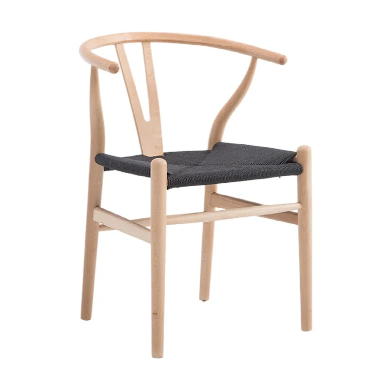 Modern Hans Wegner Wishbone Dining Chair Beech Wood Walnut/Red Brown