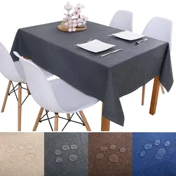 

Rectangular Linen Anti-scalding Waterproof Tablecloth Dustproof Table Cover Made of high quality linen material durable and safe