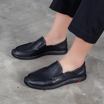 

spring and summer 2020 days ni lattice leather men's casual soft bottom shoes work shoes round head low help loafers