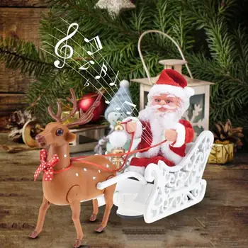 

Musical Electric Santa Claus Doll Elk Sled Toy Electric Universal Car with Music Xmas Decor Toys Christmas Gift