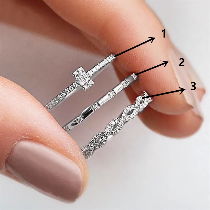 Huitan Mode Dünne Ringe für Frauen Micro Gepflasterte CZ Stein Einfache Stilvolle Weibliche Zubehör Vielseitig Design Hochzeit Band Schmuck – Detail 4