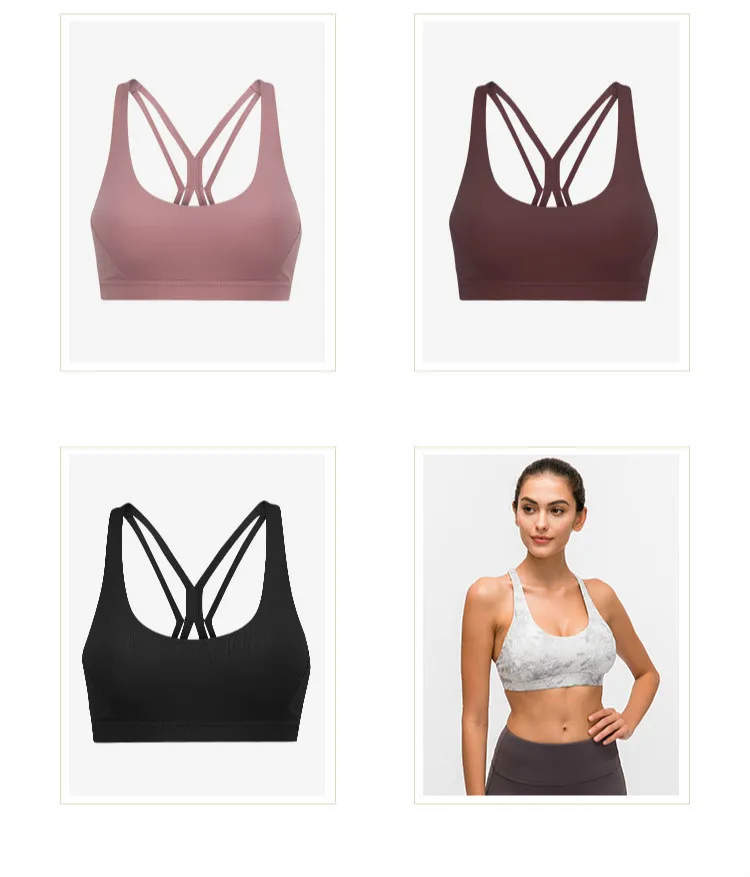 High strength Workout Sports Bras Tops Women Naked-feel Wireless Gym Fitness Bras Padded Push Up Athletic Vest Yoga Tops
