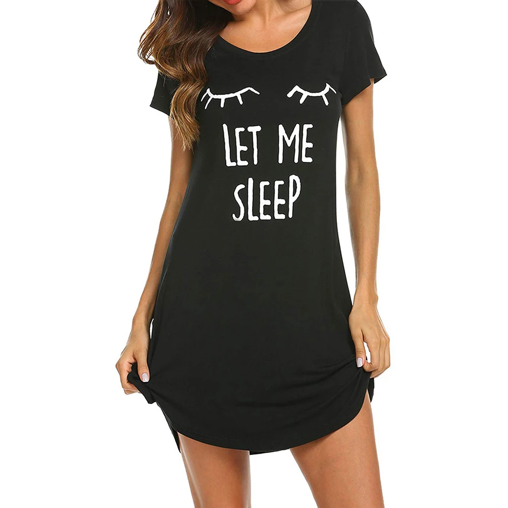 Популярная женская ночная рубашка, Милая Ночная рубашка с принтом, ночное платье с короткими рукавами, A66