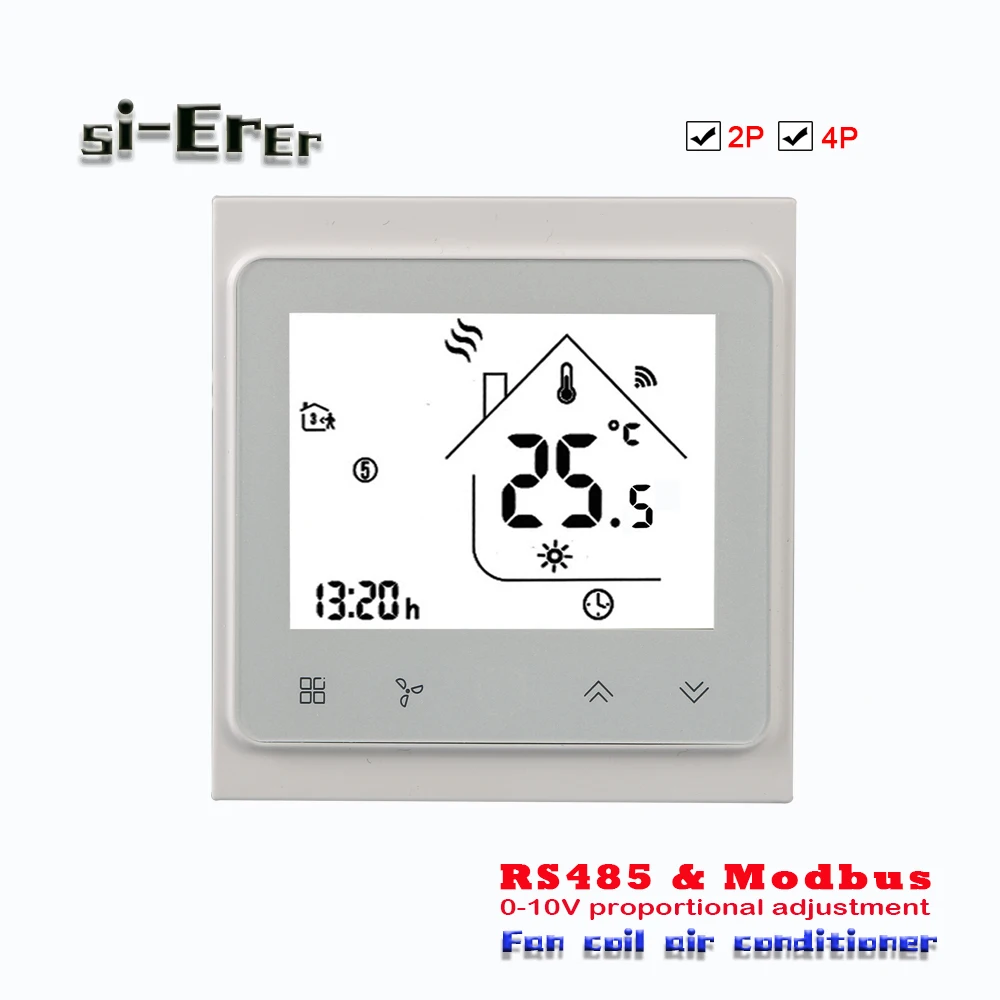 

95-240VAC,24VAC 4p/2p RS485-Modbus RTU thermostat-Proportioneel valve 0-10V signaal control for cooling/heating