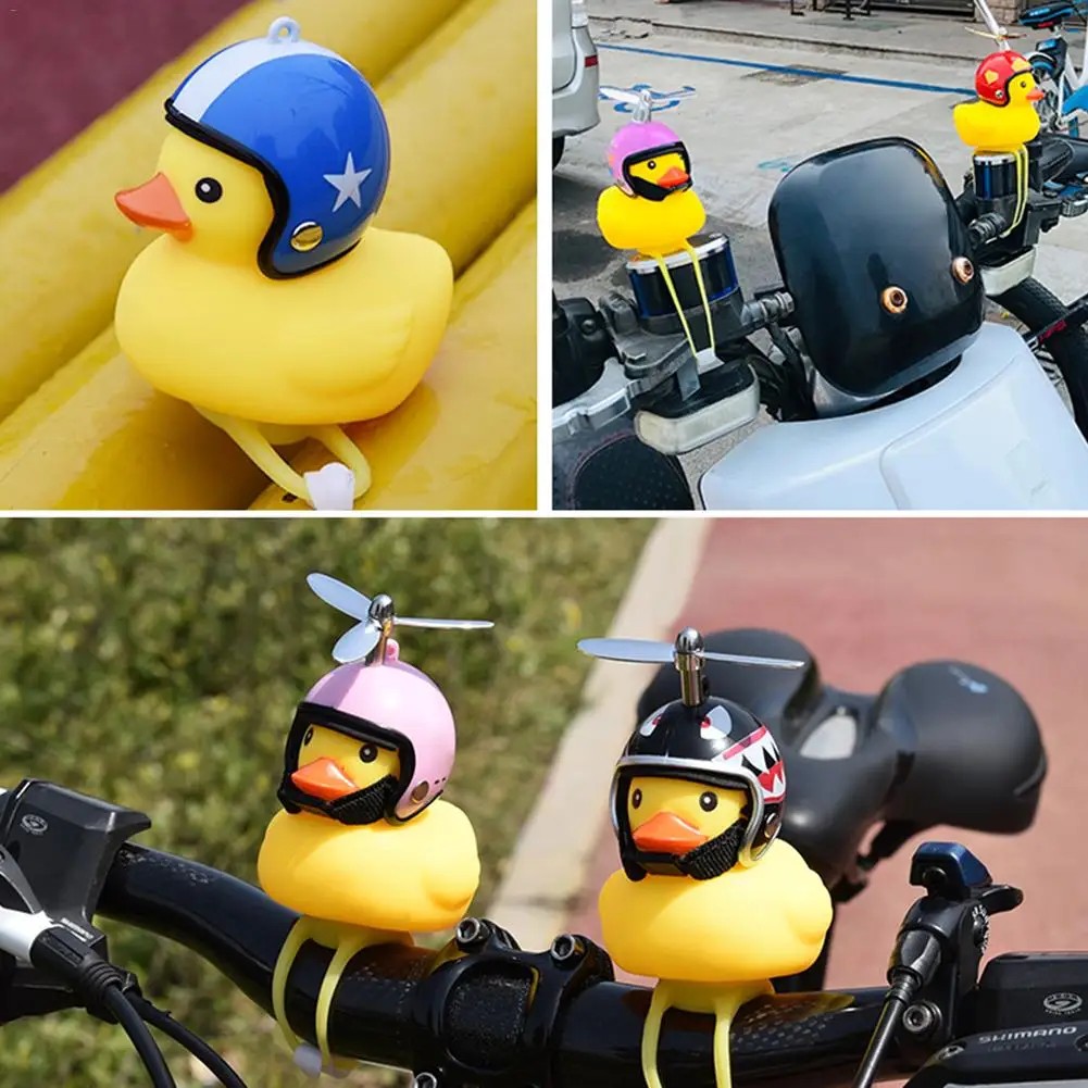 Rubber Duck Toy Car Ornaments Yellow with Propeller Helmet Dashboard Decor Squeaking Glowing Toys for Adults Kids | Игрушки и хобби