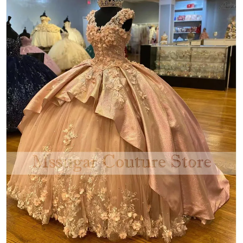 2022 Cinderella Quinceanera Dresses Off Shoulder Appliques Flowers Celebrity Dresses Ball Gown Robe De Bal