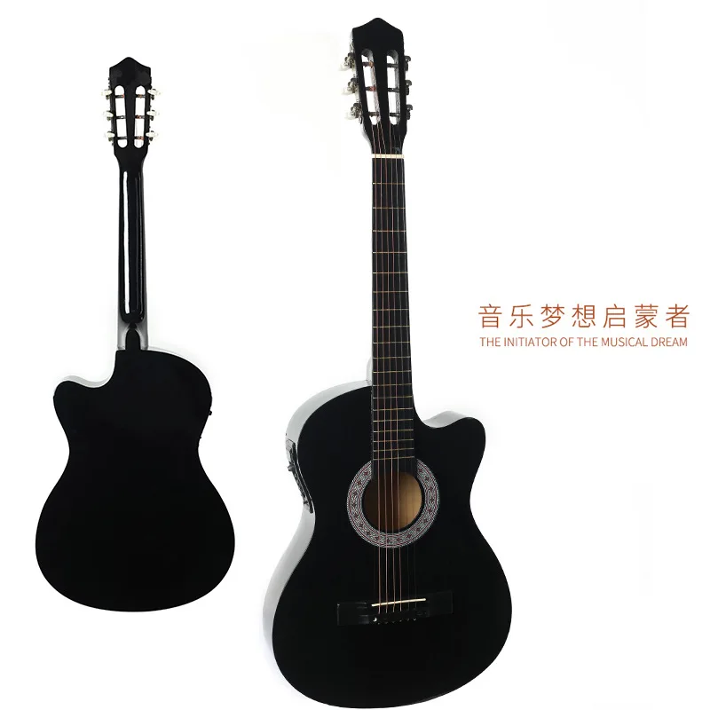 

38-Inch Electro-Acoustic Folk Music Cutaway Adult Students Wooden Steel String Beginners Practice Fully Linden Plug Electric Gui