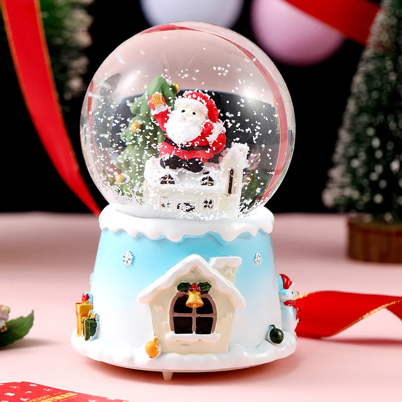 Santa Claus riding a sleigh Christmas gift exchange gift Christmas crystal  ball music box home decoration